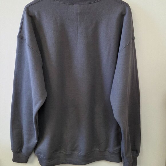 Large Faux Gold Embroidery Christmas Tree Charcoal Sweatshirt - Picture 4 of 5